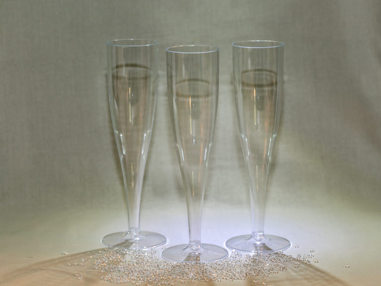 06 MG75 Champagne Flute Tall Clear Reusable with Crystals