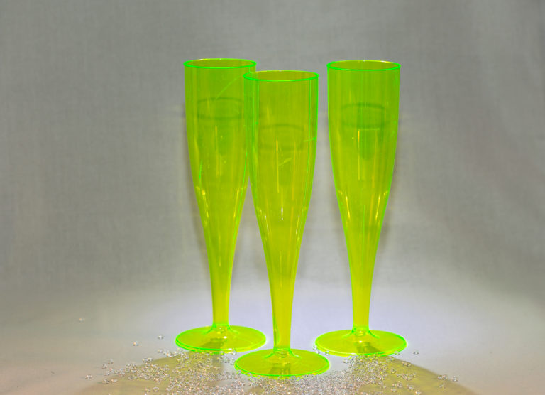 09 MG75 Champagne Flute Tall Green Reusable with Crystals